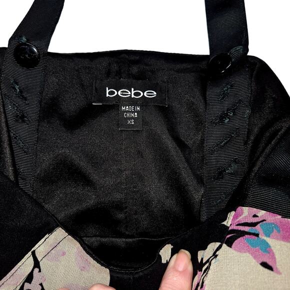 Be Be XS Women's Black Floral Sleeveless Sun Dress Miss Size 0 2 Extra Small - Picture 3 of 6